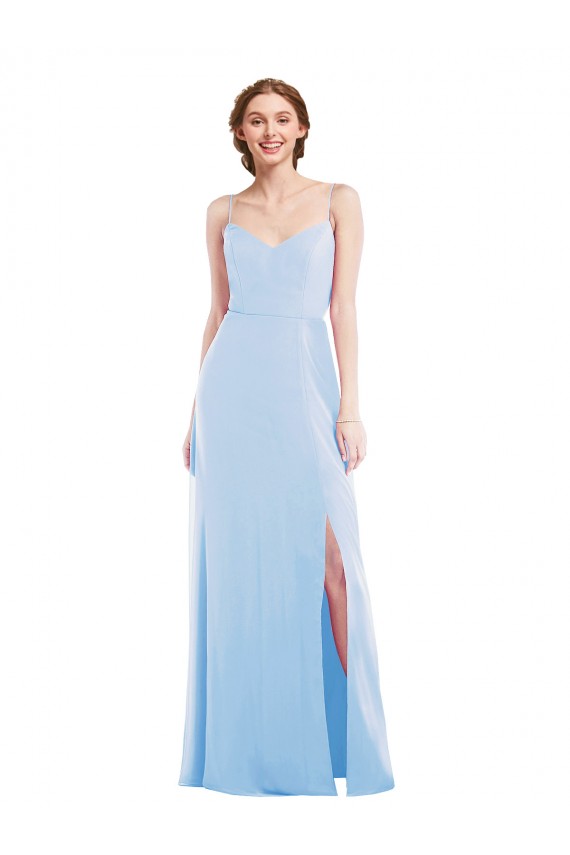 Discount Chiffon A-Line Long Sleeveless Light Sky Blue Formal Dress