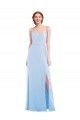 Discount Chiffon A-Line Long Sleeveless Light Sky Blue Formal Dress