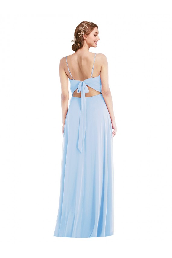 Discount Chiffon A-Line Long Sleeveless Light Sky Blue Formal Dress