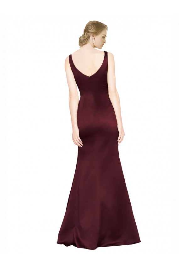 Discount Satin A-Line Long Sleeveless Low Back Black Tie Formal Dress