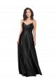 Discount Silky Satin A-Line Long Sleeveless V-Neck Low Back Formal Dress