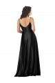 Discount Silky Satin A-Line Long Sleeveless V-Neck Low Back Formal Dress