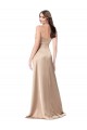 Discount Silky Satin A-Line Long Sleeveless Low Back Champagne Pink Formal Dress