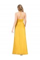 Discount Silky Satin A-Line Long Sleeveless Open Back Front Slit Formal Dresses
