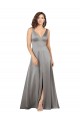Discount Silky Satin A-Line Long Sleeveless Pearl Grey Formal Dress