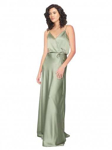 Discount Silky Satin A-Line Long Sleeveless V-Back Formal Dresses