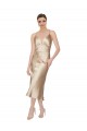 Discount Silky Satin A-Line Midi Length Sleeveless Formal Dress