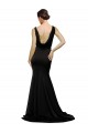 Discount Silky Satin A-Line Sweep Train Sleeveless Low Back Black Formal Dress