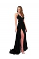 Discount Spandex A-Line Long Sleeveless Open Back Black Tie Formal Dress