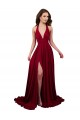 Discount Spandex A-Line Long Sleeveless Open Back Side Slit Formal Dress