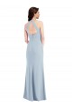 Discount Stretch Crepe A-Line Long Sleeveless Halter Neck Open Back Formal Dress