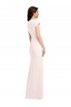 Discount Stretch Crepe A-Line Long Cap Sleeves Formal Dress