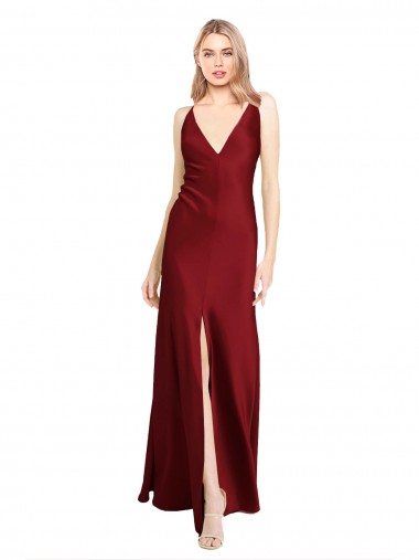 Discount Stretch Satin A-Line Long Sleeveless V-Back Black Tie Formal Dress