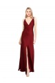Discount Stretch Satin A-Line Long Sleeveless V-Back Black Tie Formal Dress
