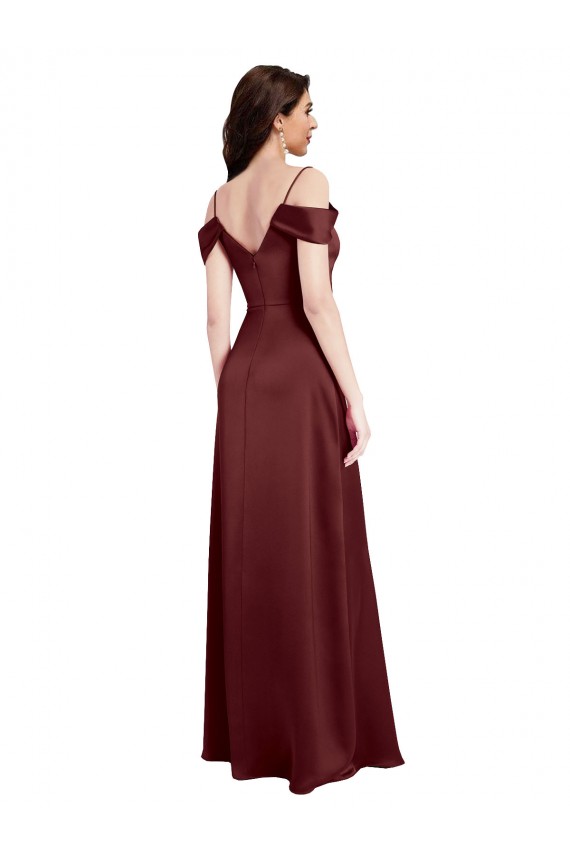 Discount Stretch Satin A-Line Long Sleeveless Formal Gowns