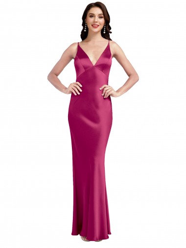 Discount Stretch Satin A-Line Sleeveless Fuchsia Formal Dress