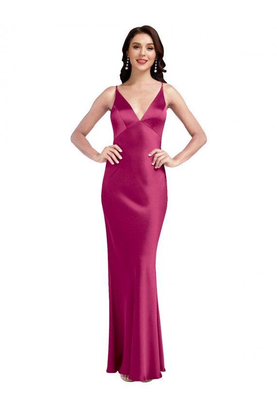 Discount Stretch Satin A-Line Sleeveless Fuchsia Formal Dress