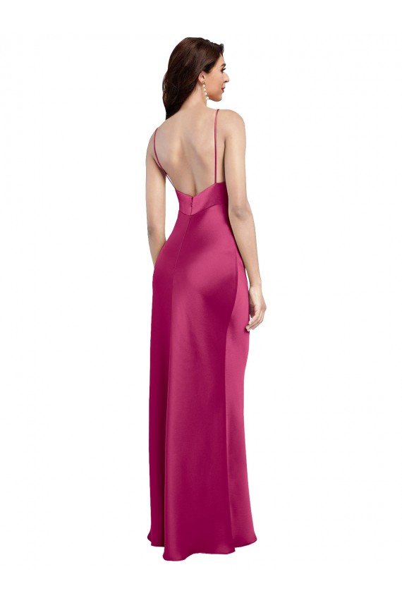Discount Stretch Satin A-Line Sleeveless Fuchsia Formal Dress