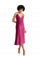 Discount Stretch Satin A-Line Midi Length Sleeveless Low Back Formal Dress