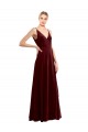 Discount Stretch Velvet A-Line Long Sleeveless V-Back Formal Dresses