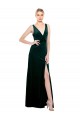 Discount Stretch Velvet A-Line Long Sleeveless V-Back Black Tie Formal Dress