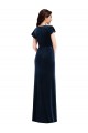 Discount Stretch Velvet A-Line Long Flutter Sleeves Formal Dress