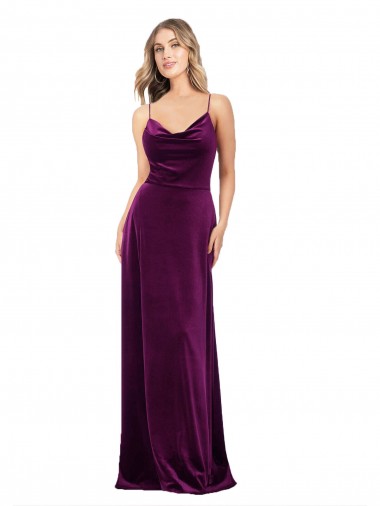 Discount Stretch Velvet A-Line Long Sleeveless Criss Cross Back Formal Dress