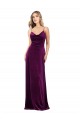 Discount Stretch Velvet A-Line Long Sleeveless Criss Cross Back Formal Dress