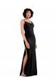 Discount Stretch Velvet Column Long Sleeveless Low Back Black Tie Formal Dress