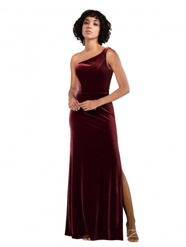 Discount Stretch Velvet Column Long Sleeveless Formal Dress