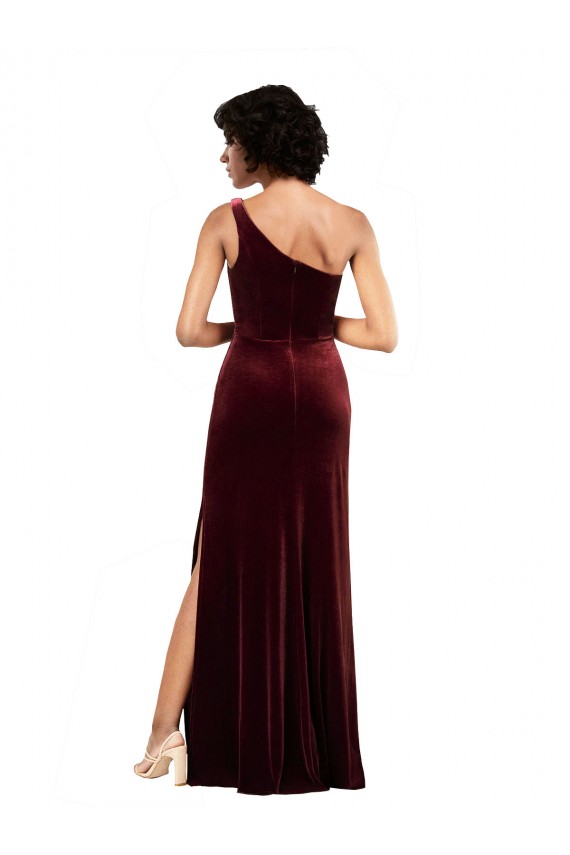 Discount Stretch Velvet Column Long Sleeveless Formal Dress