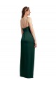 Discount Stretch Satin Column Long Sleeveless Low Back Formal Dress
