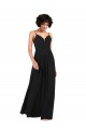 Discount Chiffon Column Long Sleeveless Criss Cross Open Back Black Formal Dress