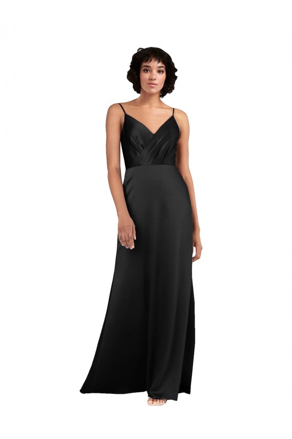 Discount Silky Satin Column Long Sleeveless Formal Dress