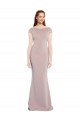 Discount Stretch Crepe Mermaid Long Cap Sleeves Tie Back Formal Dress