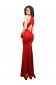 Discount Stretch Satin Mermaid Long Sleeveless Keyhole Back Formal Dress