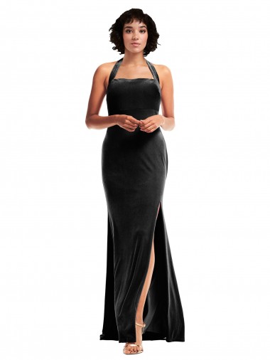 Discount Stretch Velvet Mermaid Long Sleeveless Low Back Formal Dress