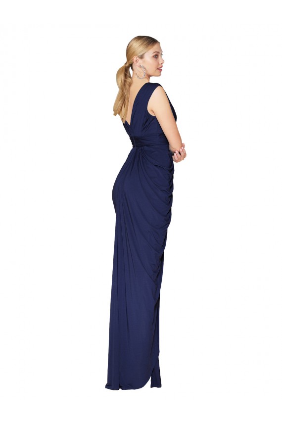 Discount Chiffon Mermaid Long Sleeveless V-Back Front Slit Formal Dress