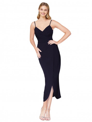 Discount Stretch Crepe Mermaid Knee Length Sleeveless V-Back Formal Dress