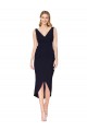 Discount Stretch Crepe Mermaid Mermaid Sleeveless Dark Navy High Low Formal Dress