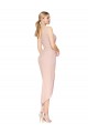 Discount Stretch Crepe Mermaid Knee Length Sleeveless V-Back High Low Formal Dress