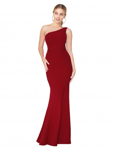 Discount Stretch Crepe Mermaid Mermaid Sleeveless Burgundy Formal Dress