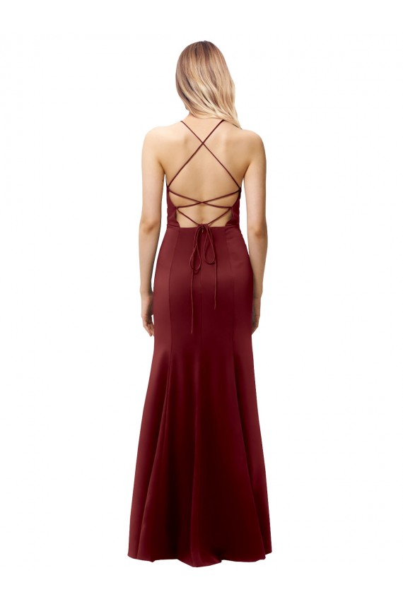 Discount Stretch Crepe Mermaid Long Sleeveless Criss Cross Back Formal Dress