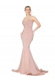 Discount Stretch Crepe Mermaid Long Sleeveless Mauve Low Back Formal Dress