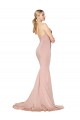 Discount Stretch Crepe Mermaid Long Sleeveless Mauve Low Back Formal Dress