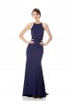 Discount Stretch Crepe Mermaid Mermaid Sleeveless Navy Blue Formal Dress