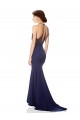 Discount Stretch Crepe Mermaid Mermaid Sleeveless Navy Blue Formal Dress