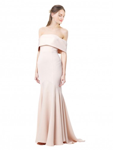 Discount Stretch Crepe Mermaid Long Sleeveless Nude Formal Dress