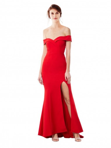 Discount Stretch Crepe Mermaid Long Sleeveless High Slit Formal Dress