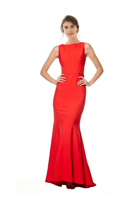 Discount Stretch Crepe Mermaid Long Sleeveless Open Back Halter High Neck Formal Dress